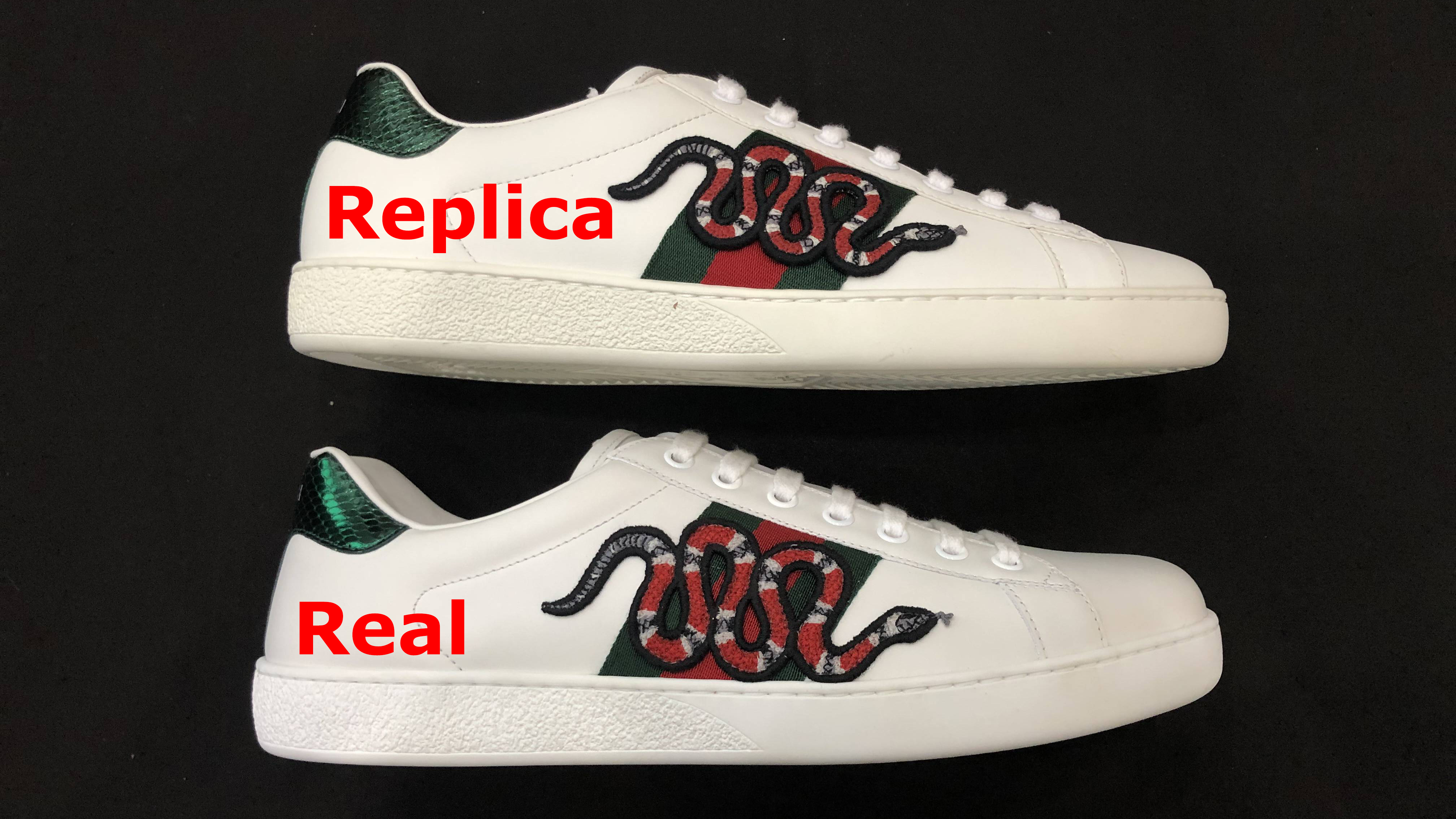 Làm sao để phân biệt giày sneaker Gucci rắn Real và Replica?