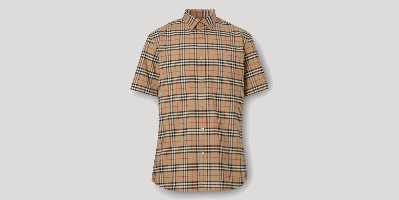 Burberry Short Sleeve Check Stretch Cotton Shirt - Kicks Galeria