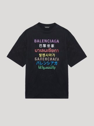Balenciaga Multi Language Logo Oversized Tshirt S in White for Men  Lyst